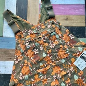 NWT Duluth 1X x31L Heirloom Gardening Lined Bib Overalls Loden Autumn Leaves